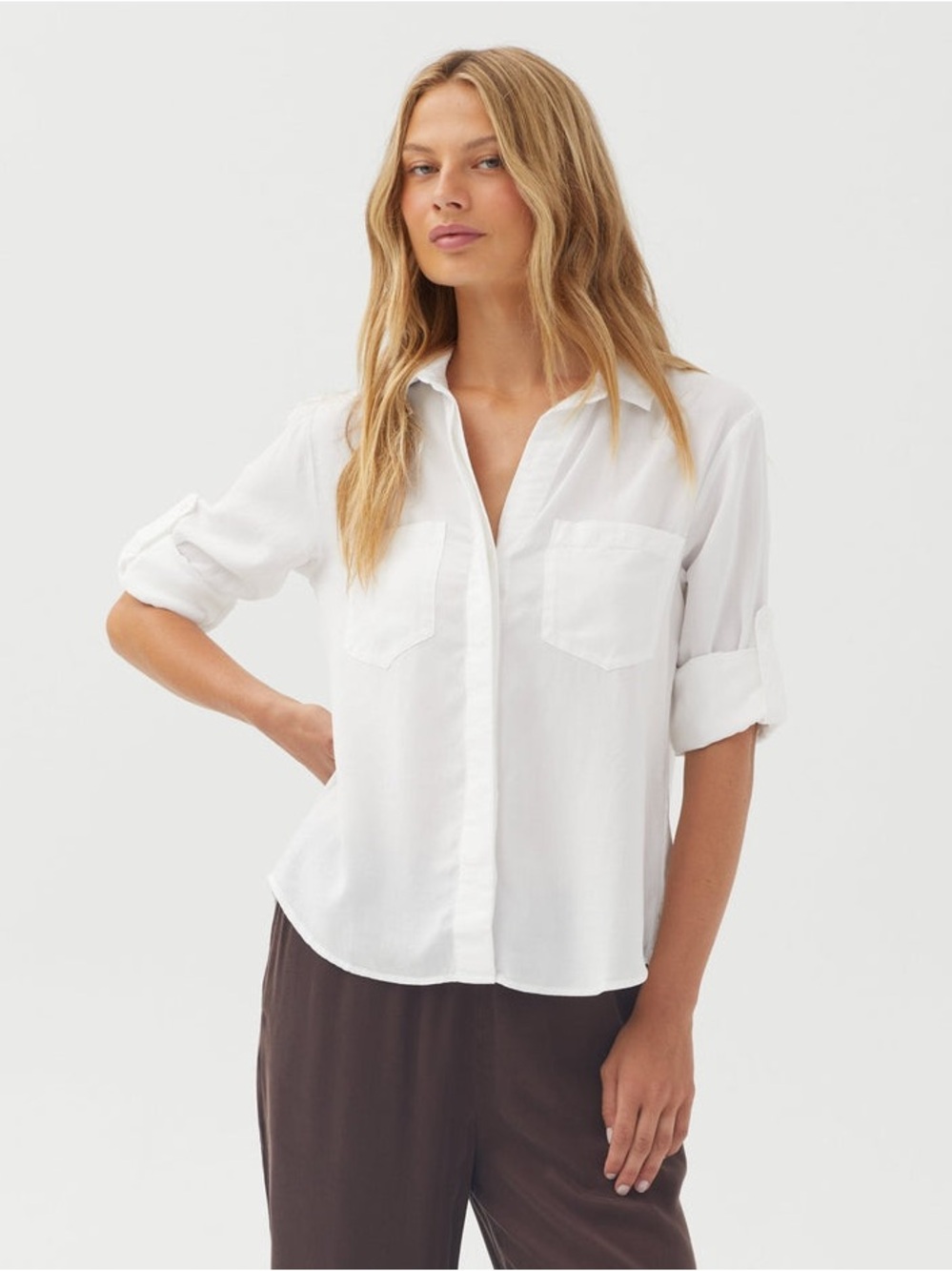 Bella Dahl Split Back Button Down - White